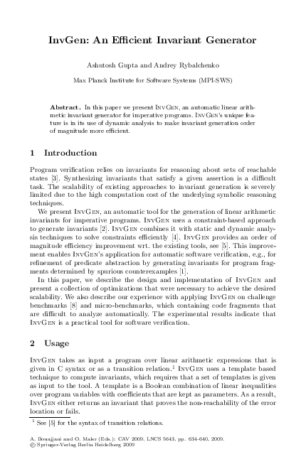 (PDF) InvGen: An Efficient Invariant Generator