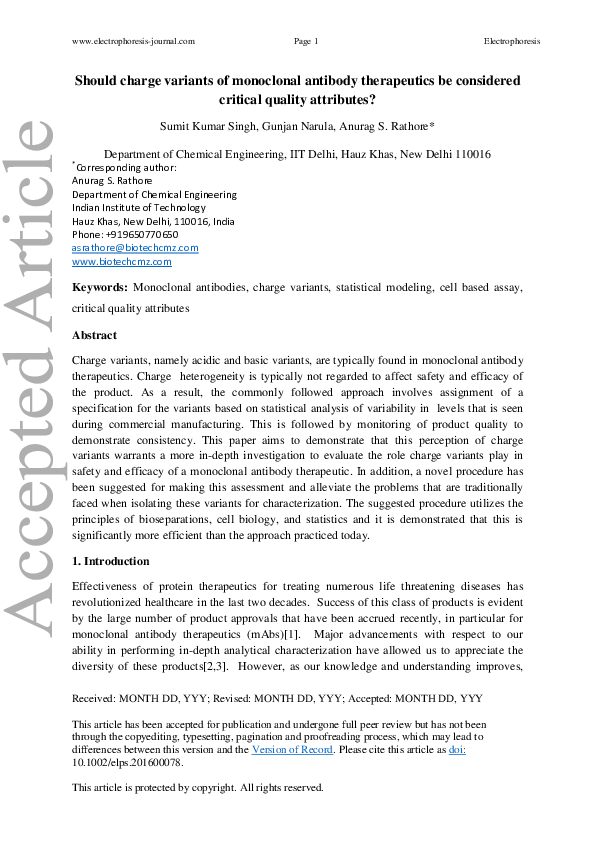 (PDF) Should charge variants of monoclonal antibody therapeutics be ...