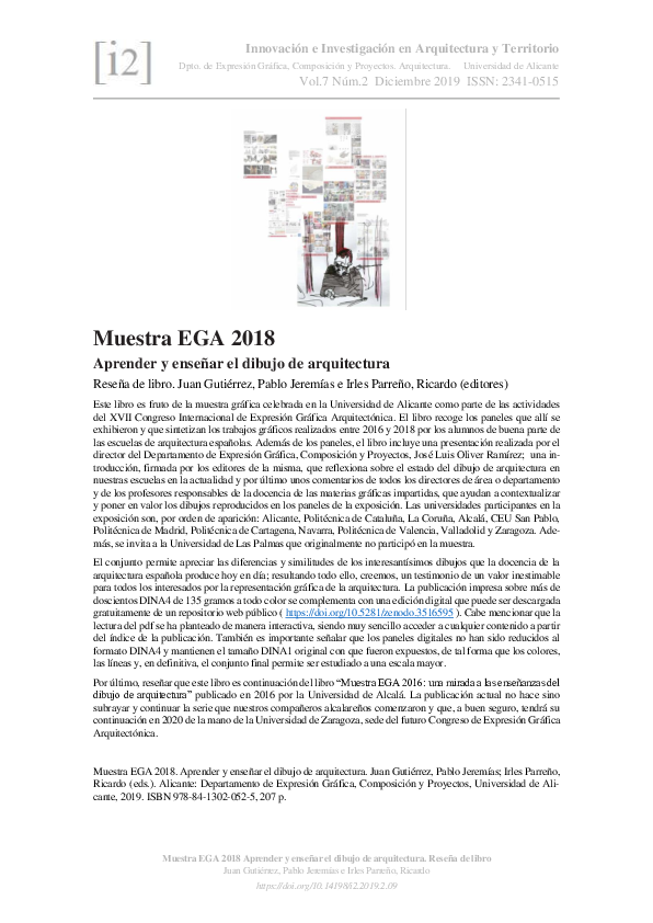 (PDF) Muestra EGA 2018 Aprender y enseñar el dibujo de arquitectura