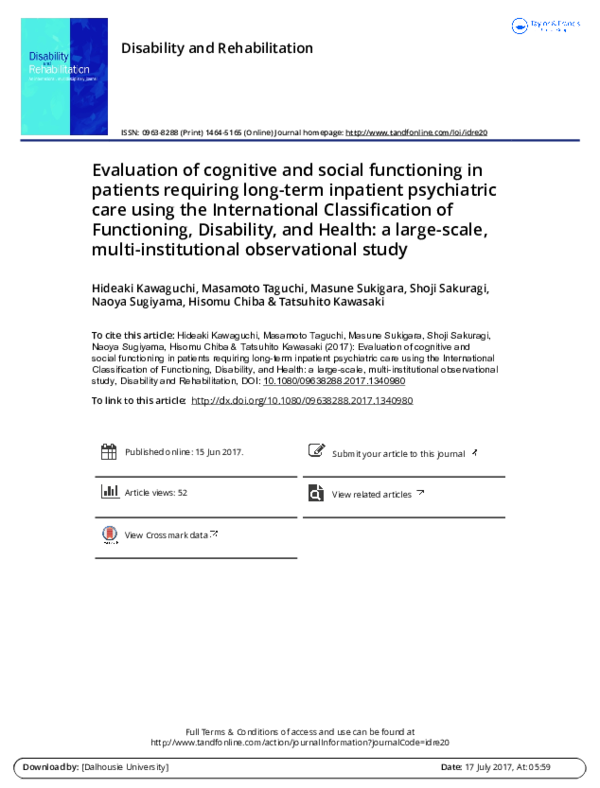 (PDF) Evaluation of cognitive and social functioning in patients ...