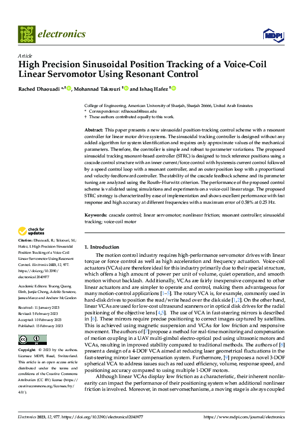 (PDF) High Precision Sinusoidal Position Tracking of a Voice-Coil ...