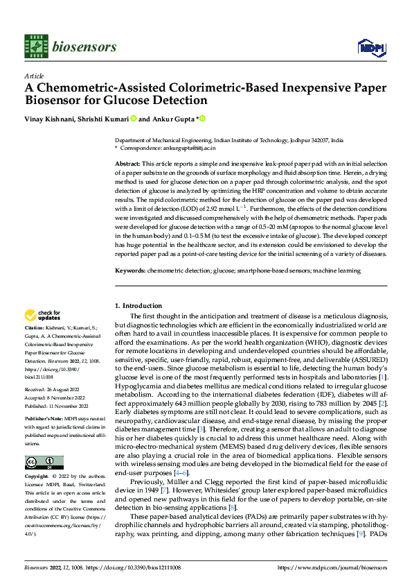 (PDF) A ChemometricAssisted ColorimetricBased Inexpensive Paper