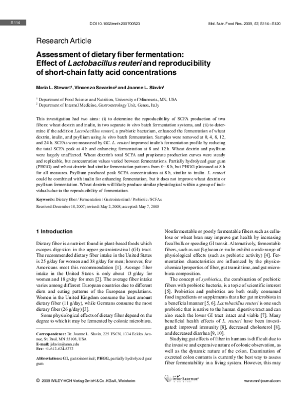 (PDF) Assessment of dietary fiber fermentation: Effect of Lactobacillus ...