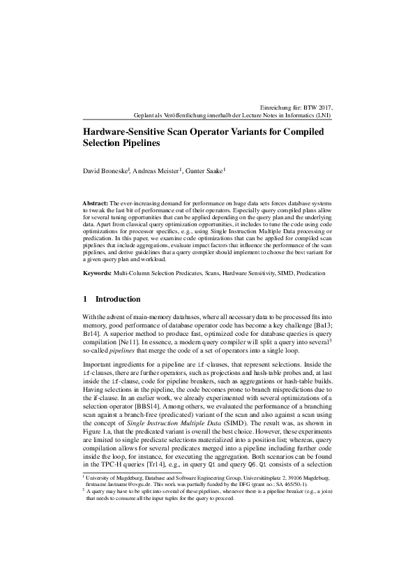 (PDF) Hardware-Sensitive Scan Operator Variants for Compiled Selection ...