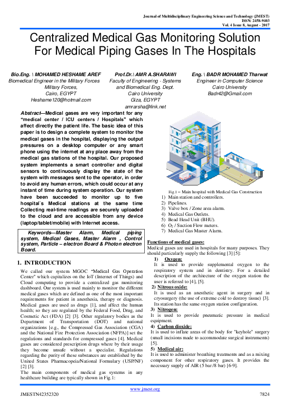 (PDF) Centralized Medical Gas Monitoring Solution For Medical Piping ...