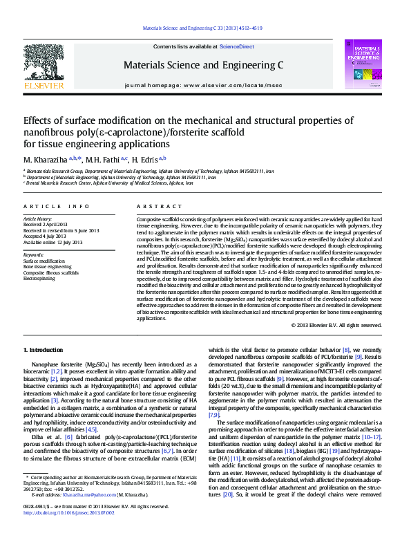 (PDF) Effects of surface modification on the mechanical and structural ...