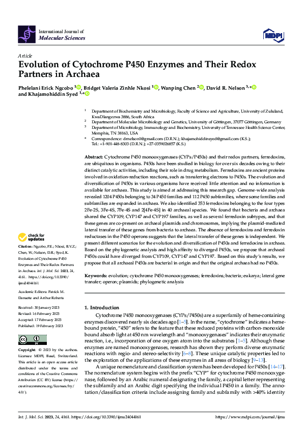 (PDF) Evolution of Cytochrome P450 Enzymes and Their Redox Partners in ...