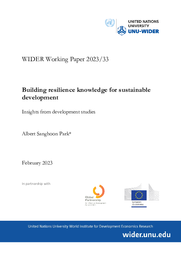 Pdf Building Resilience Knowledge For Sustainable Development