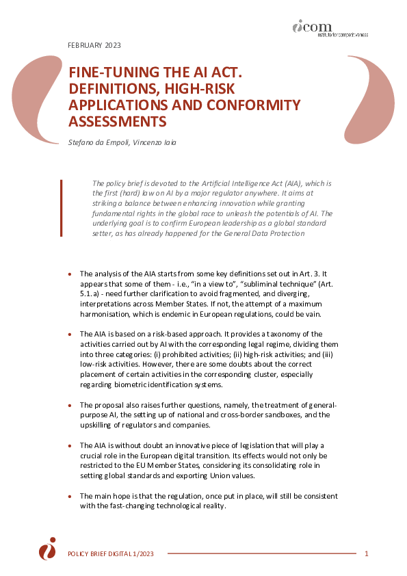 (PDF) Fine-tuning the AI Act. Definitions, High-risk Applications and ...