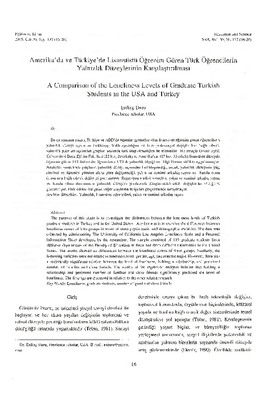 (PDF) Amerika'da ve Türkiye'de Lisansüstü Öğrenim Gören Türk ...