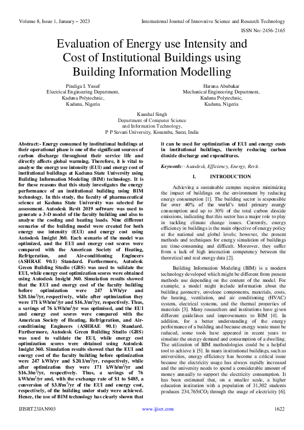 (PDF) Evaluation of Energy use Intensity and Cost of Institutional ...