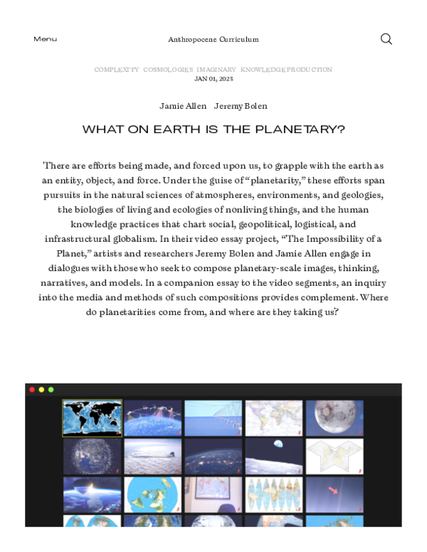 (PDF) What on Earth is the Planetary?