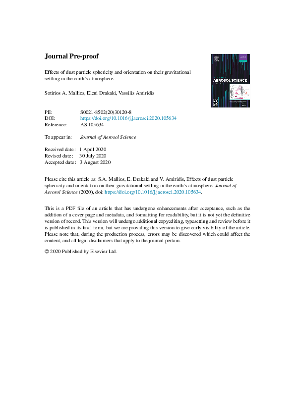 (PDF) Effects of dust particle sphericity and orientation on their ...