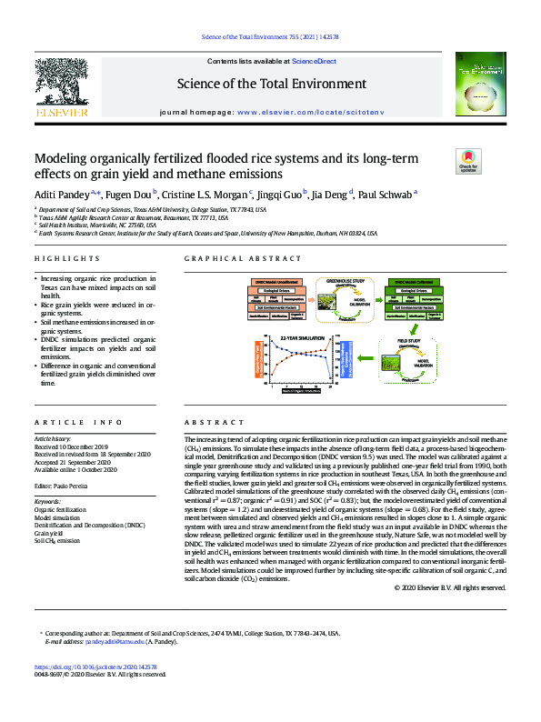 (PDF) Modeling organically fertilized flooded rice systems and its long ...