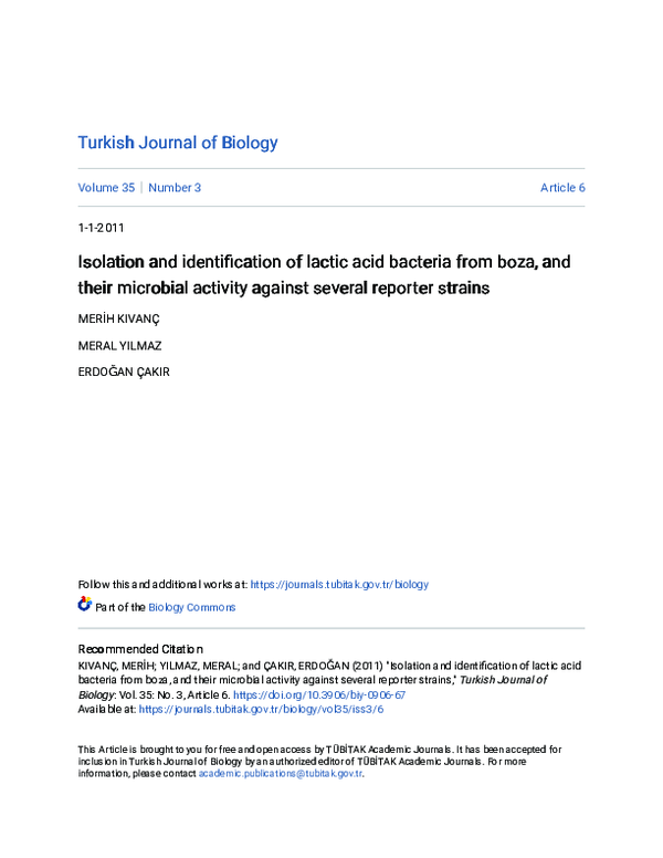 (PDF) Isolation and identification of lactic acid bacteria from boza ...