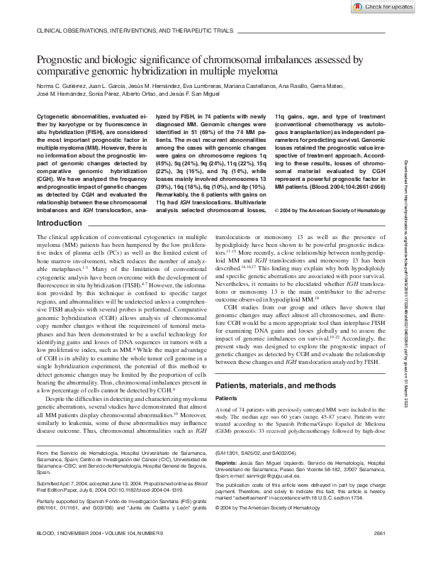 (PDF) Prognostic and biologic significance of chromosomal imbalances ...