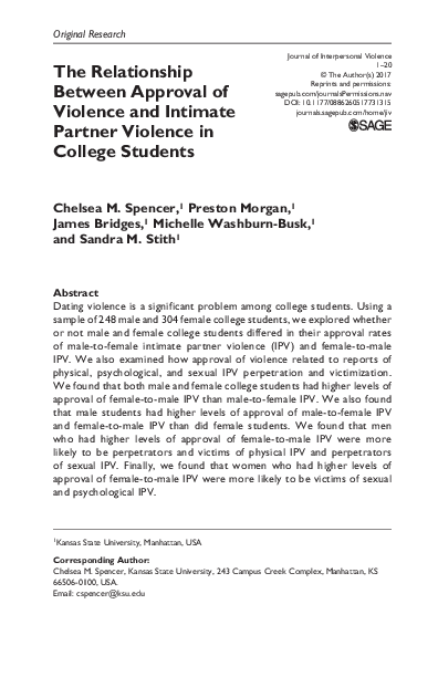 (PDF) The Relationship Between Approval of Violence and Intimate ...