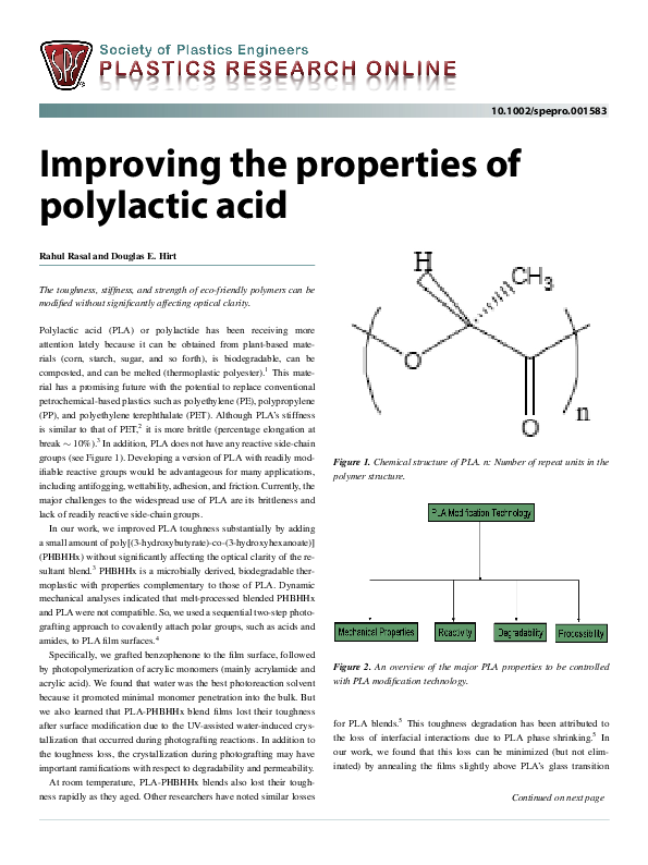 (PDF) Improving the properties of polylactic acid