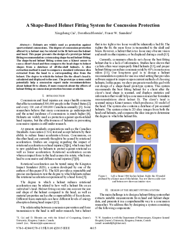 (PDF) A shape-based helmet fitting system for concussion protection
