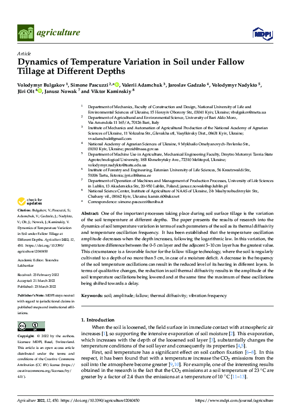 (PDF) Dynamics of Temperature Variation in Soil under Fallow Tillage at ...