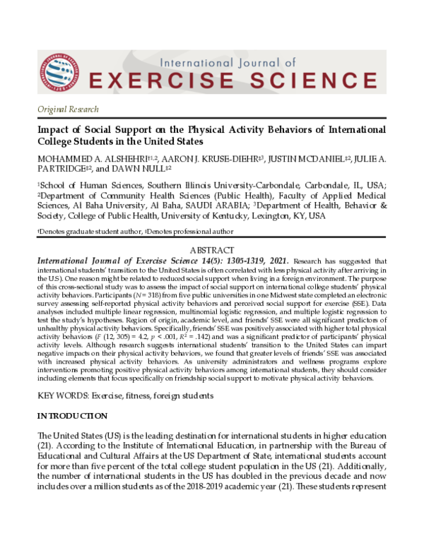 (PDF) Impact of Social Support on the Physical Activity Behaviors of ...