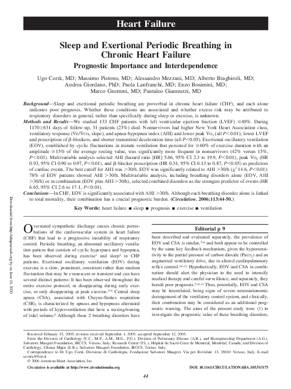 (PDF) Sleep and Exertional Periodic Breathing in Chronic Heart Failure