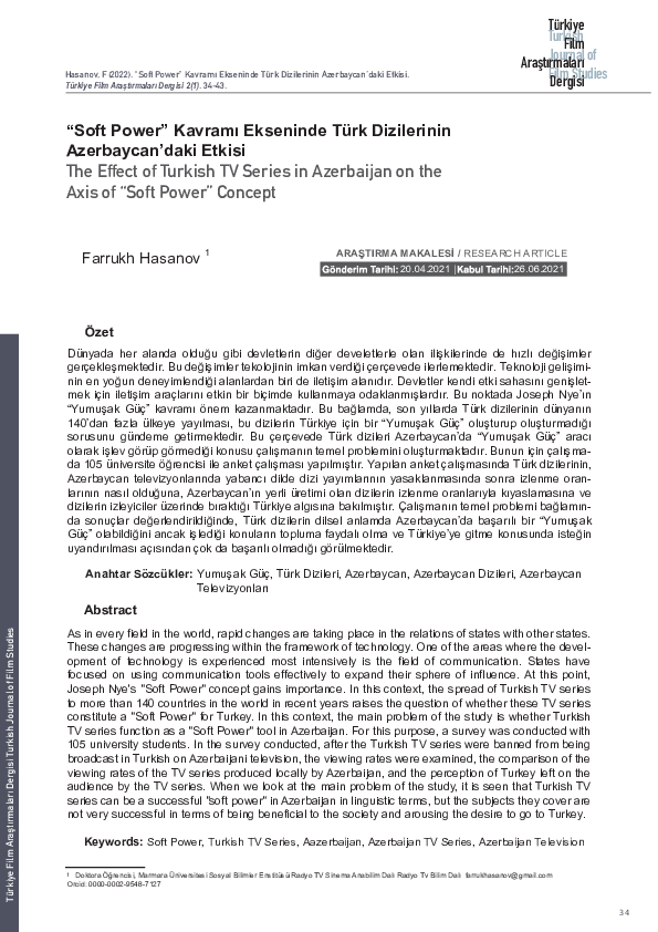 (PDF) The Effect of Turkish TV Series in Azerbaijan on the Axis of ...
