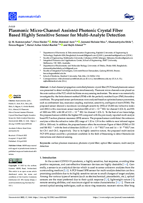 (PDF) Plasmonic Micro-Channel Assisted Photonic Crystal Fiber Based ...
