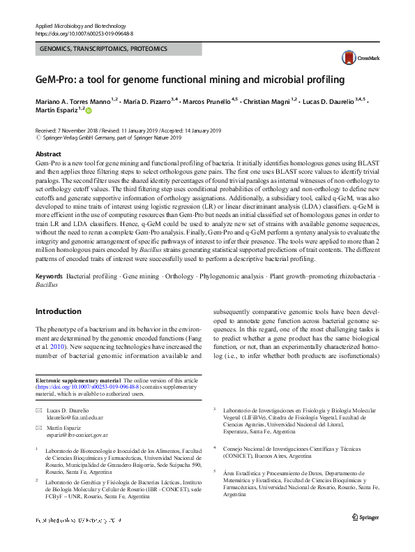 (PDF) GeMPro a tool for genome functional mining and microbial