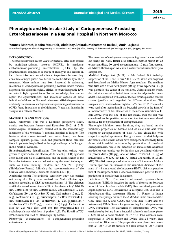 (PDF) Phenotypic and Molecular Study of Carbapenemase-Producing ...