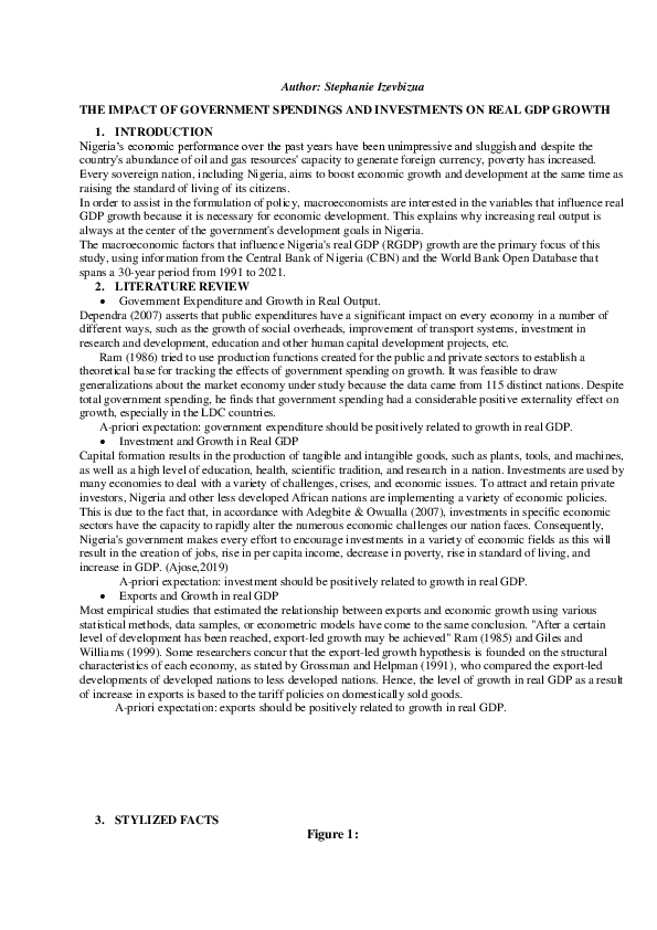 (PDF) THE IMPACT OF GOVERNMENT SPENDINGS AND INVESTMENTS ON REAL GDP ...