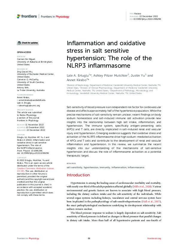 (PDF) Inflammation and oxidative stress in salt sensitive hypertension ...