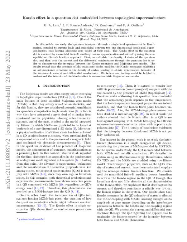(PDF) Kondo effect in a quantum dot embedded between topological ...
