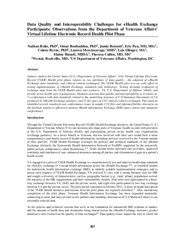 (PDF) Data Quality and Interoperability Challenges for eHealth Exchange ...