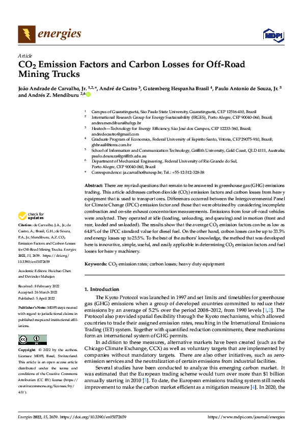 (PDF) CO2 Emission Factors and Carbon Losses for Off-Road Mining Trucks