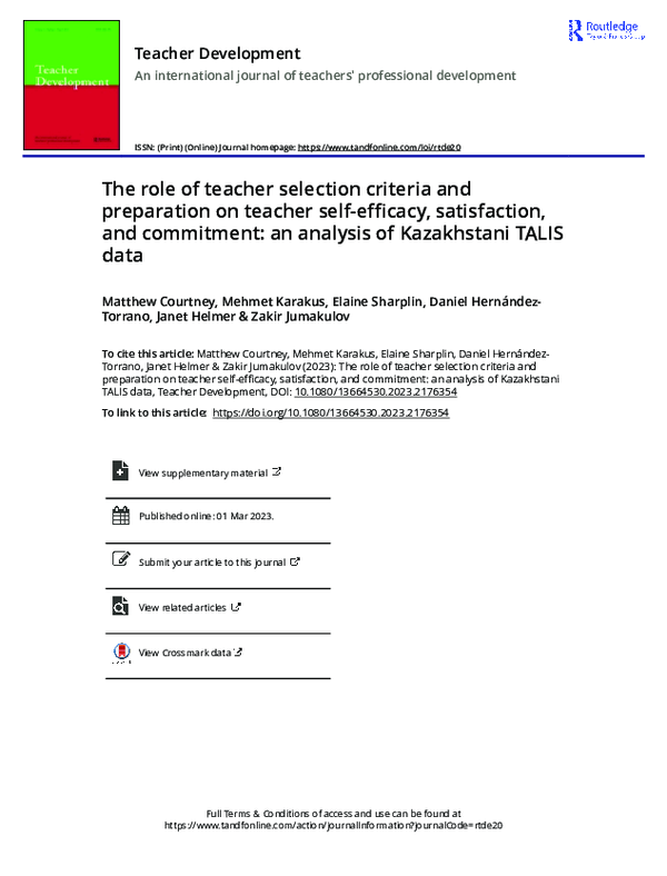 (PDF) The role of teacher selection criteria and preparation on teacher ...