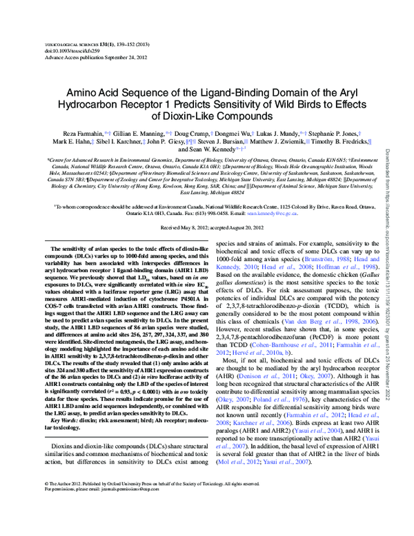 (PDF) Amino Acid Sequence of the Ligand-Binding Domain of the Aryl ...