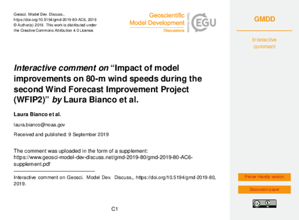 (PDF) Interactive comment on “Impact of model improvements on 80-m wind ...