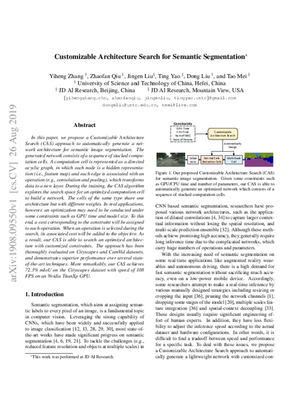 (PDF) Customizable Architecture Search for Semantic Segmentation