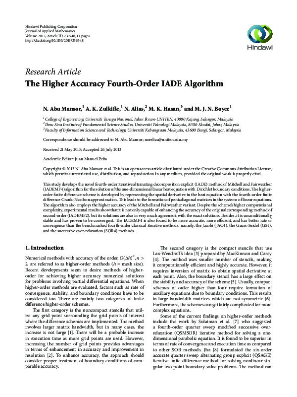 (PDF) The Higher Accuracy Fourth-Order IADE Algorithm