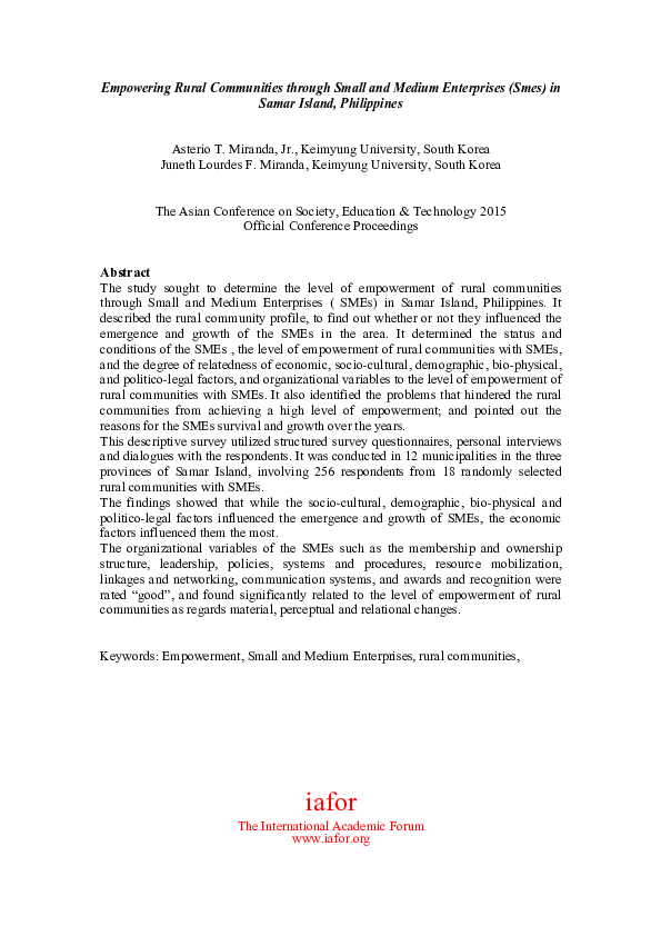 (PDF) Empowering Rural Communities through Small And Medium Enterprises ...