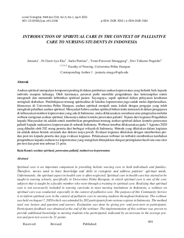 (PDF) Pengantar Asuhan Spiritual Dalam Konteks Perawatan Paliatif Bagi ...