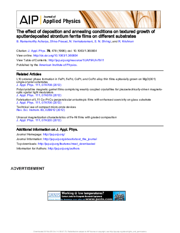 (PDF) The effect of deposition and annealing conditions on textured ...