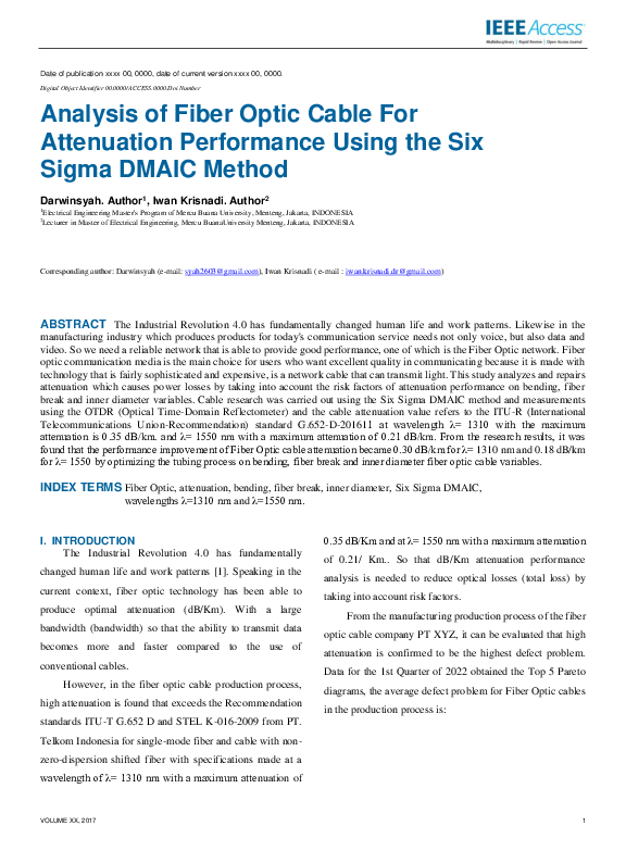 (PDF) Analysis of Fiber Optic Cable For Attenuation Performance Using ...