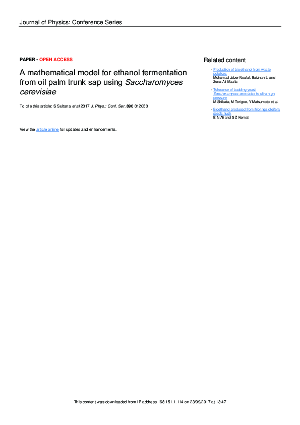 (PDF) A mathematical model for ethanol fermentation from oil palm trunk ...