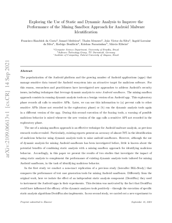 (PDF) Exploring the use of static and dynamic analysis to improve the ...