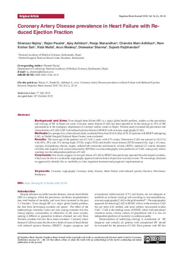(PDF) Coronary Artery Disease prevalence in Heart Failure with Reduced ...