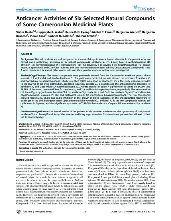 (PDF) Anticancer Activities of Six Selected Natural Compounds of Some ...