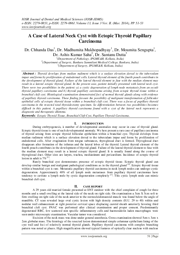 (PDF) A Case of Lateral Neck Cyst with Ectopic Thyroid Papillary Carcinoma