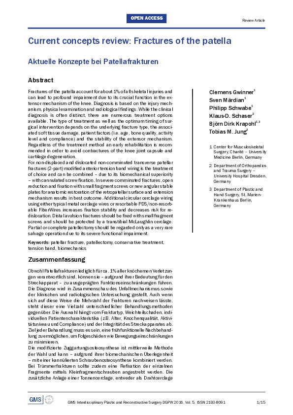 (PDF) Current concepts review: Fractures of the patella